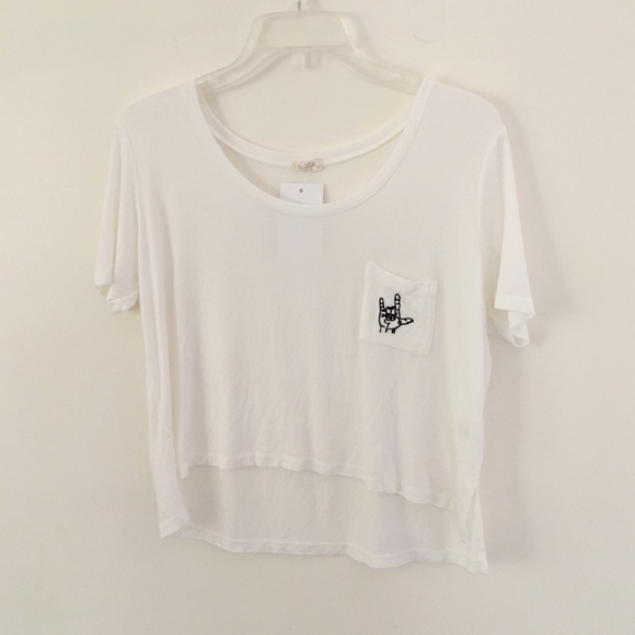 Brandy Melville Tops - John Galt | White Pocket Graphic Tee